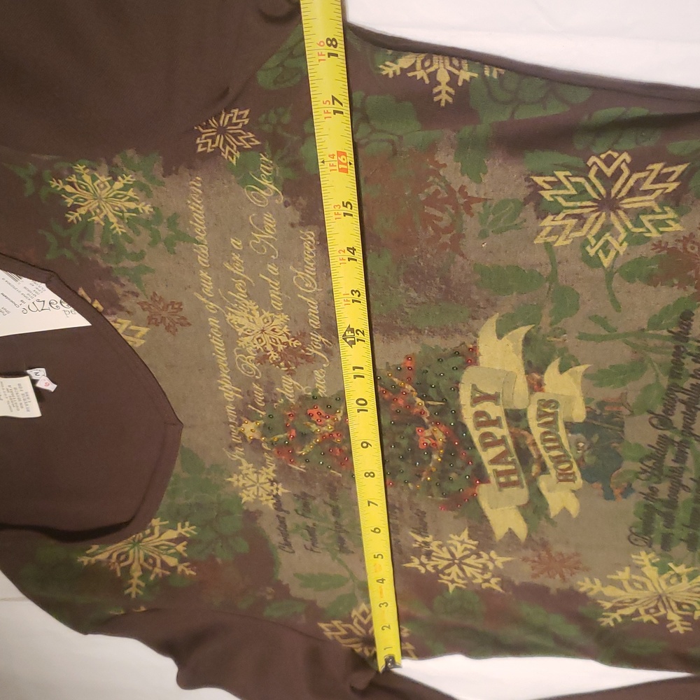 Suzee NEW Womens PL Jewel Shirt Tee Top Cotton Sweater Holidays Long Sleeve HPπ - Picture 8 of 13